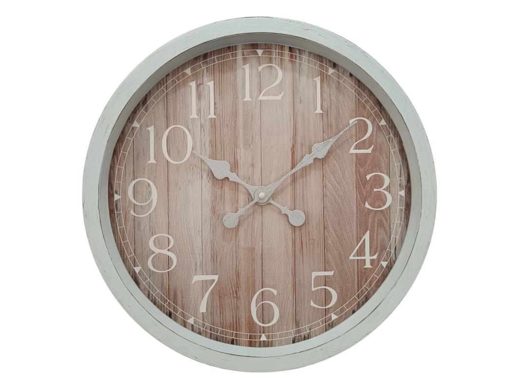 40cm Coastal Timber look Clock in distressed white finish - My Coastal Collection