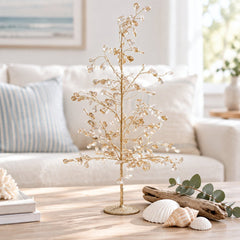 55cm Gold Beaded Teardrop Tabletop Christmas Tree - My Coastal Collection