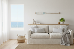 Blue & White Coastal Nautical Reclaimed Decorative Wood Oar – 99cm