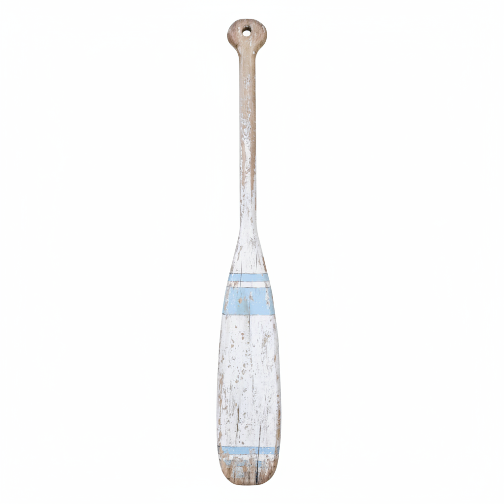 Blue & White Coastal Nautical Reclaimed Decorative Wood Oar – 99cm