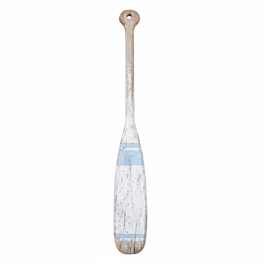 Blue & White Coastal Nautical Reclaimed Decorative Wood Oar – 99cm
