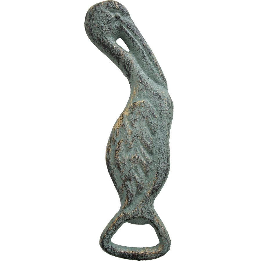 Blue Green Cast Iron Pelican Bottle Opener 16.5cm