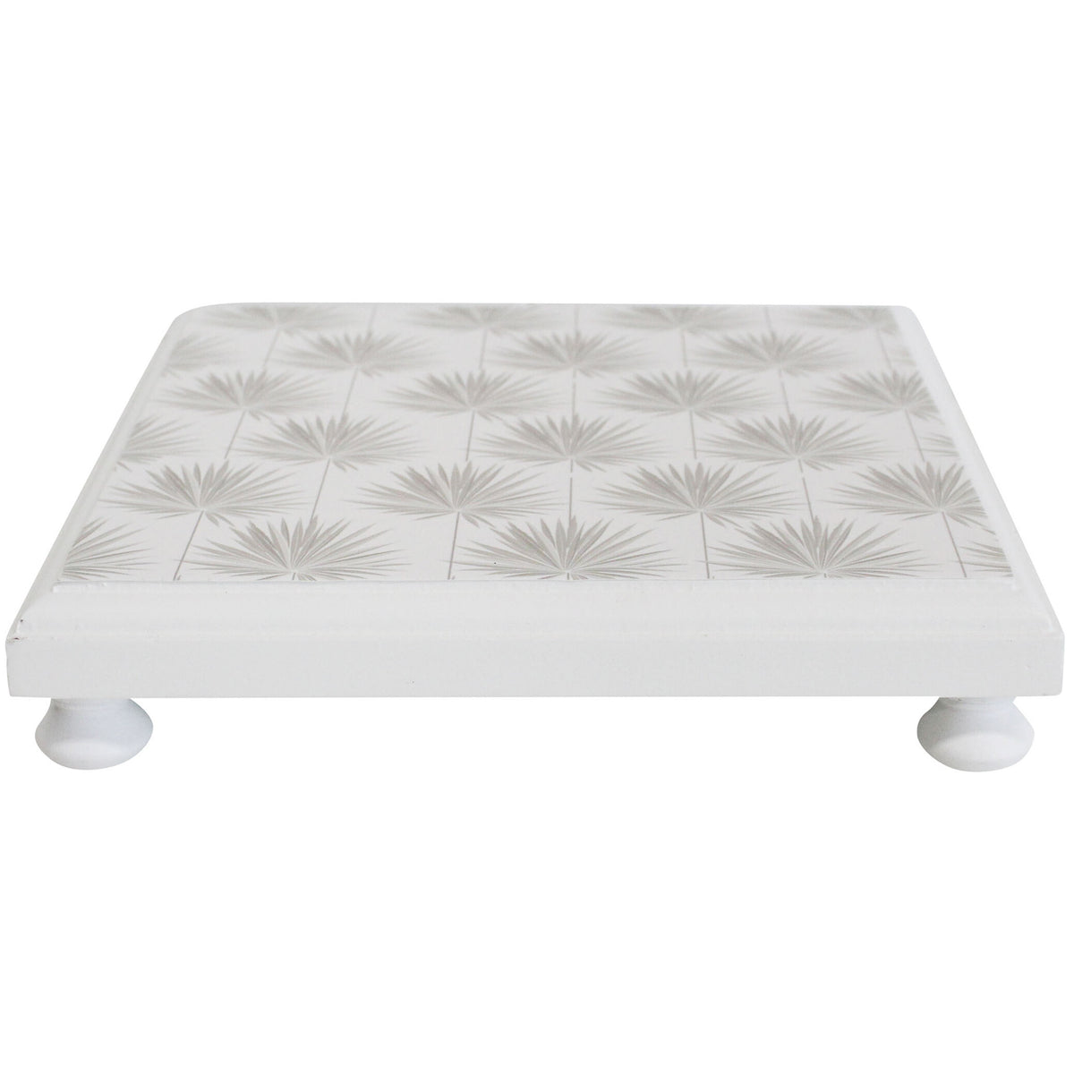 Grey & White Palm Leaf Wooden Trivet, Table Protector
