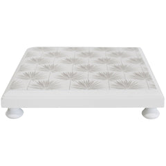 Grey & White Palm Leaf Wooden Trivet, Table Protector