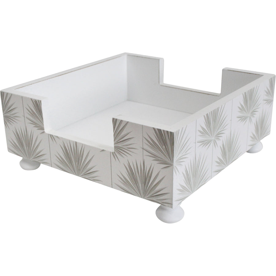 Light Grey Taupe Palm Leaf Wooden Napkin Holder