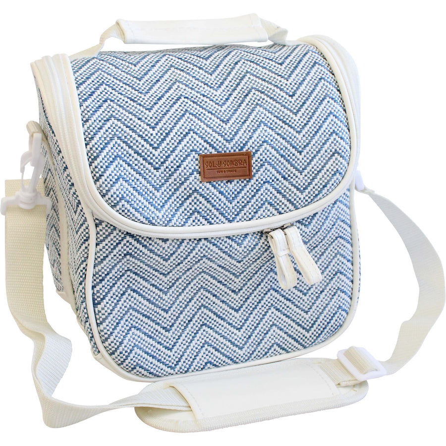 Sea Blue & White Chevron Insulated Lunch Cooler Bag