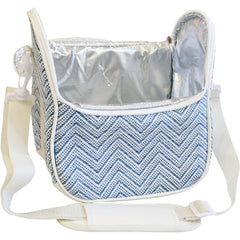 Sea Blue & White Chevron Insulated Lunch Cooler Bag