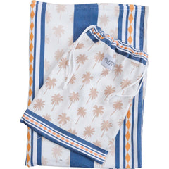 Adult Blue & White Striped Microfibre Hooded Towel Poncho with Bag - My Coastal Collection