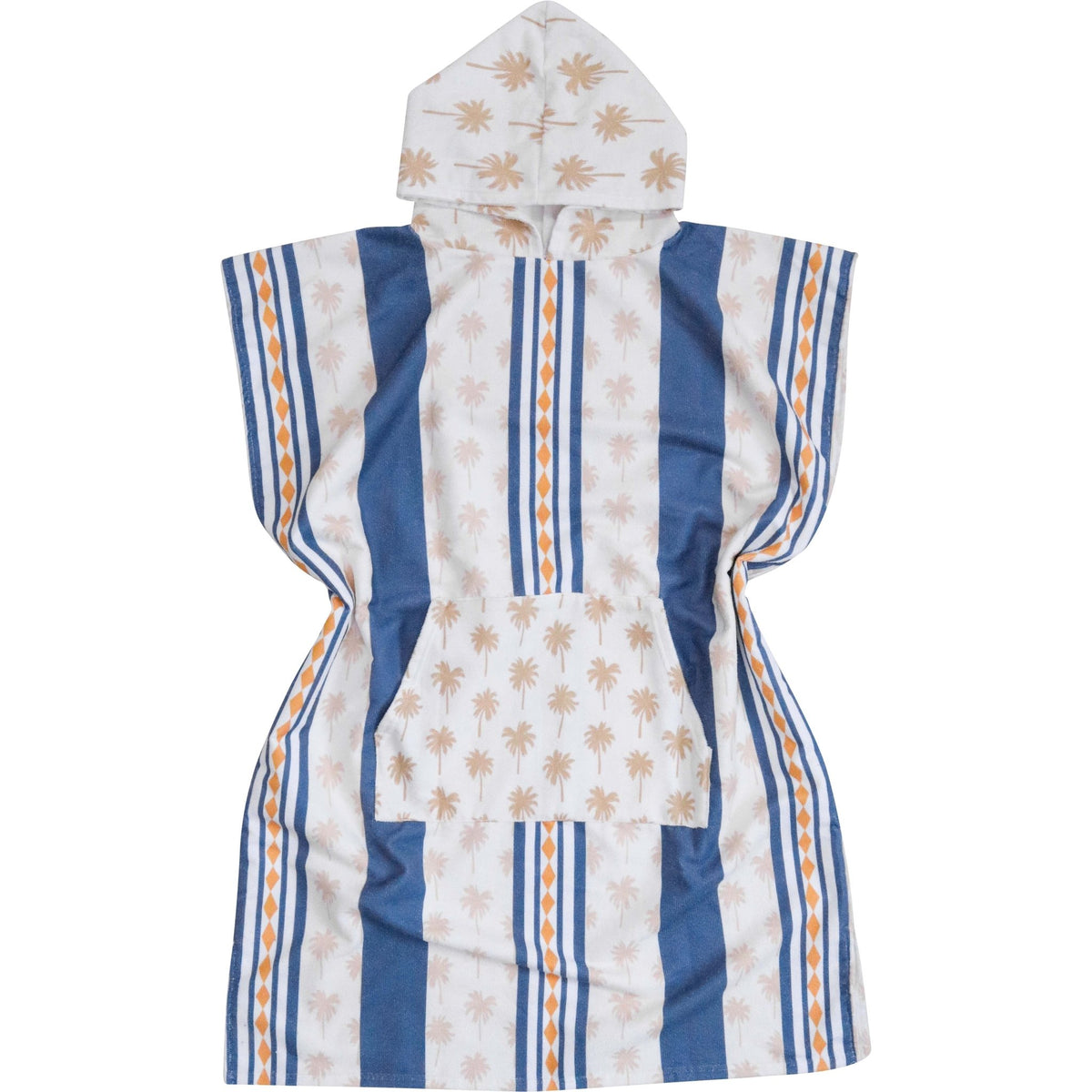 Adult Blue & White Striped Microfibre Hooded Towel Poncho with Bag - My Coastal Collection