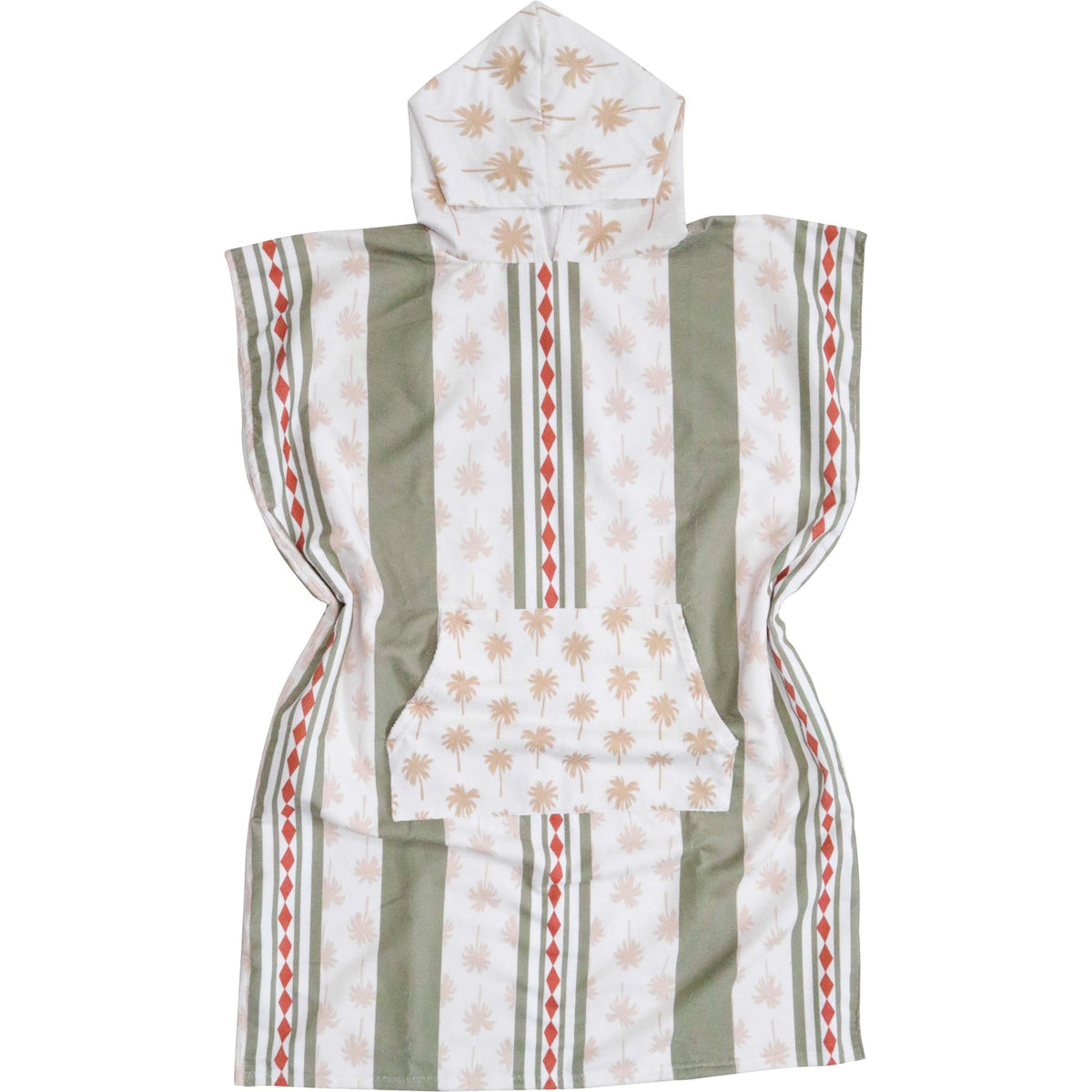 Adult Olive, Terracotta & Tan Palm Microfibre Hooded Towel Poncho with Bag - My Coastal Collection