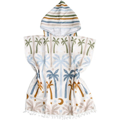 Kids Blue, Mustard & Beige Microfibre Hooded Towel Poncho with Bag - My Coastal Collection