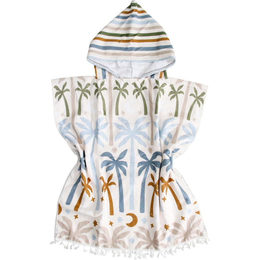 Kids Blue, Mustard & Beige Microfibre Hooded Towel Poncho with Bag - My Coastal Collection