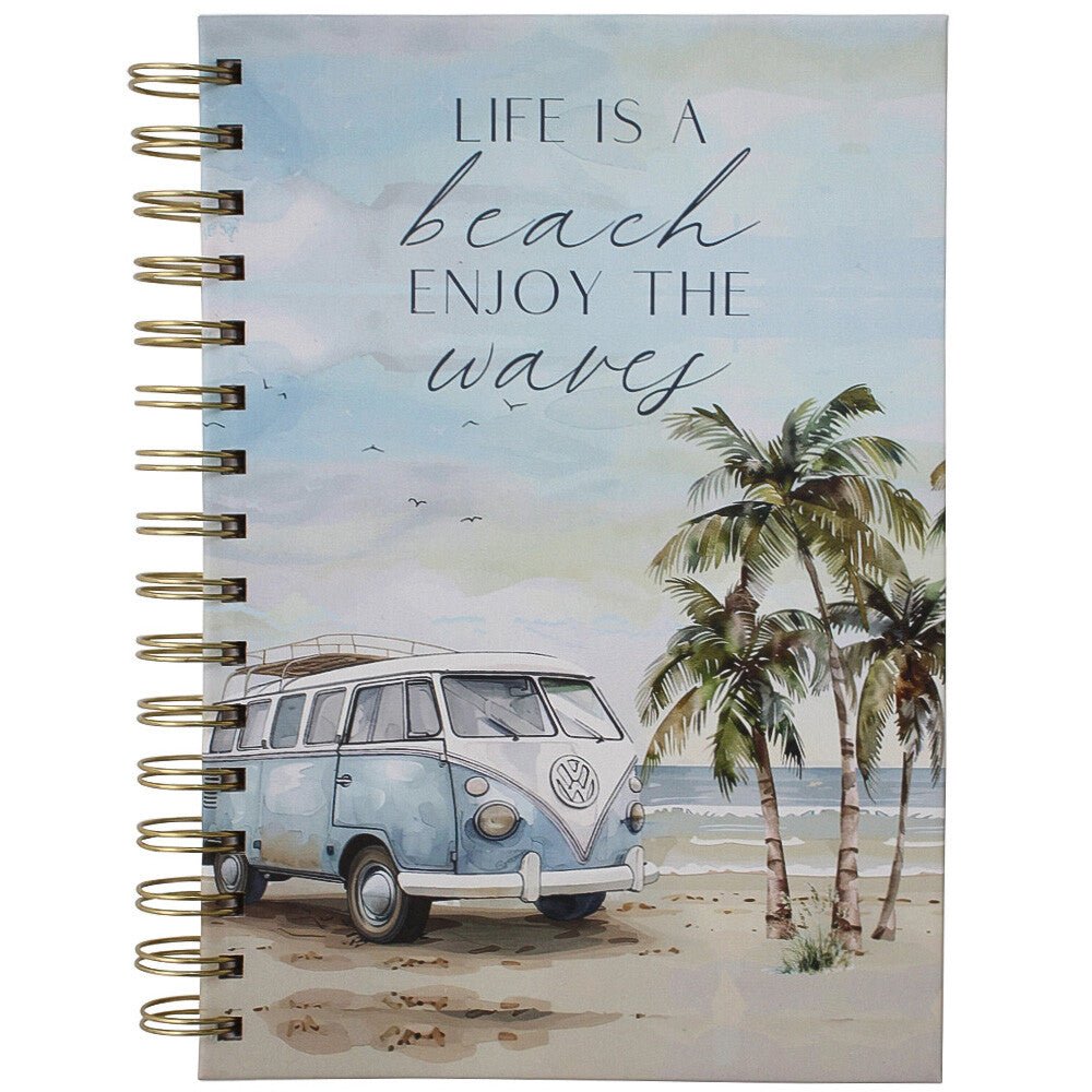 Life Is a Beach- Combi Van A5 Spiral Notebook – 130 Lined Pages - My Coastal Collection