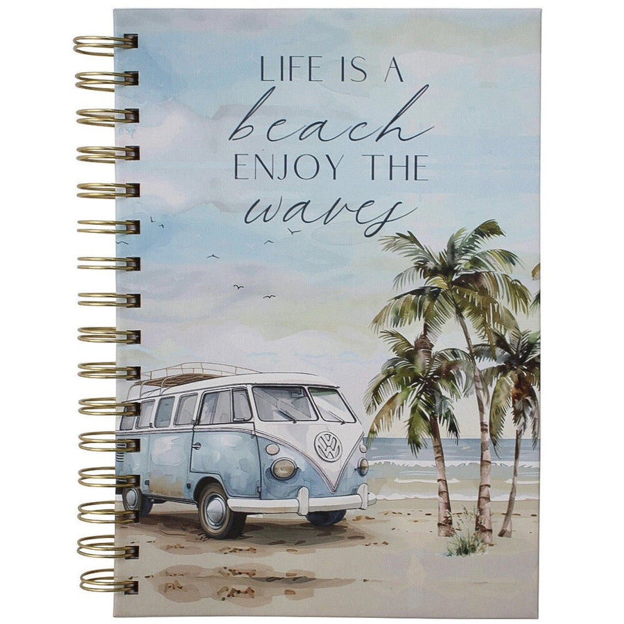Life Is a Beach- Combi Van A5 Spiral Notebook – 130 Lined Pages - My Coastal Collection