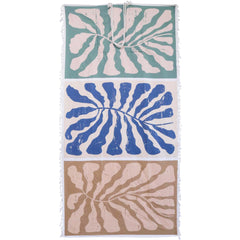 Sage, Blue & Beige Fold-Away Beach Towel with Built-In Bag – 90 x 180cm - My Coastal Collection