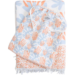XL OrangeCoral & Blue Microfibre Beach Towel with Drawstring Bag – 150 x 200cm - My Coastal Collection