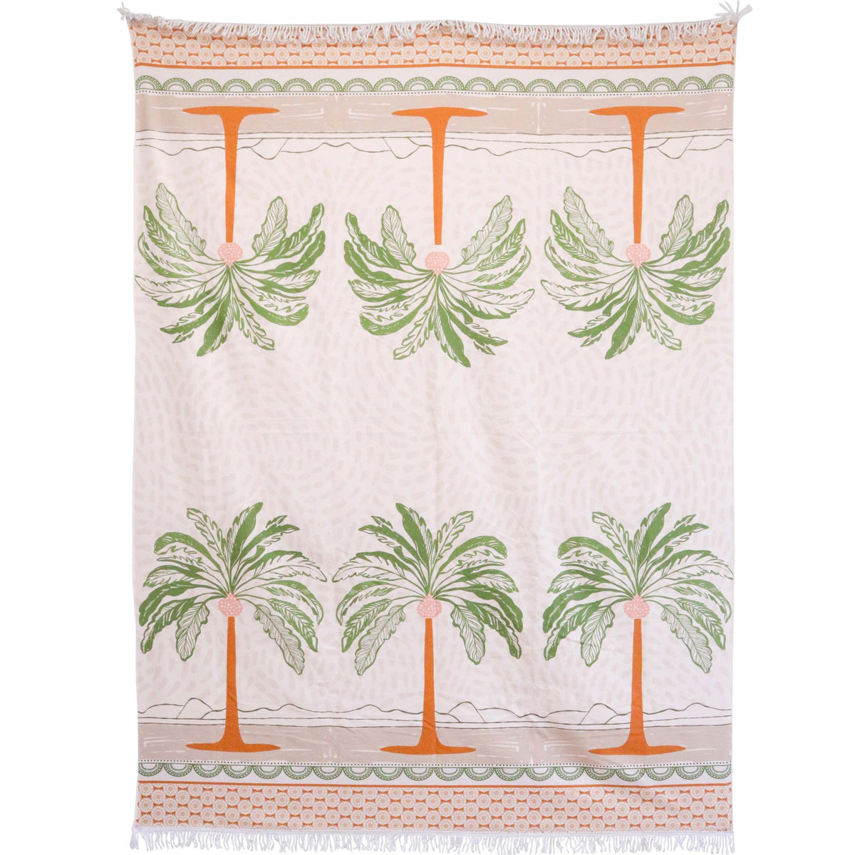 XL Tropical Palm Green, Brown & Peach Microfibre Beach Towel with Bag – 150 x 200cm - My Coastal Collection