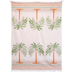 XL Tropical Palm Green, Brown & Peach Microfibre Beach Towel with Bag – 150 x 200cm - My Coastal Collection